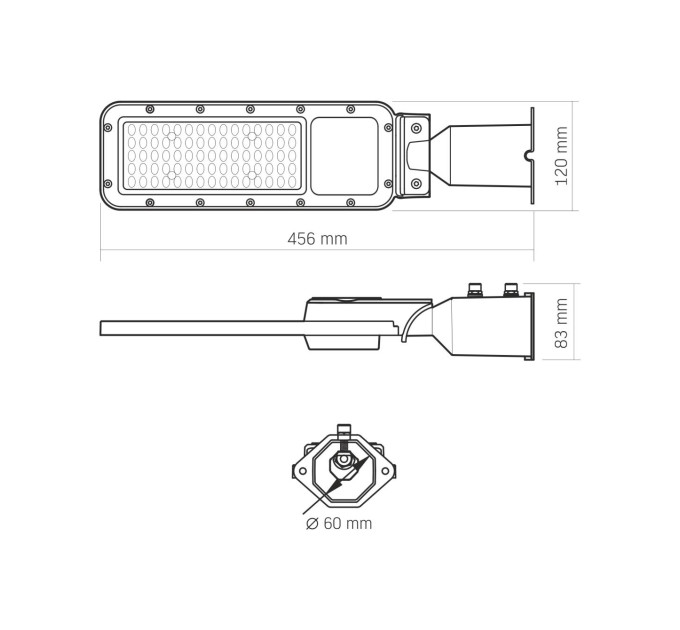 LED ліхтар вуличний VIDEX IP65 SLE17 50W 5500Lm 5000K 220V VL-SLE17-0505 - 485586