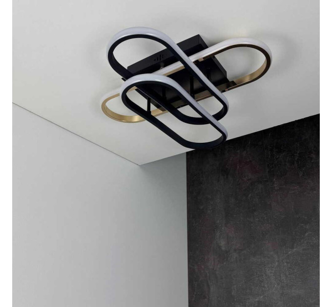 Світильник LED smart DIOR+пульт 90W 3000-5000K IP20 квадрат чорний + золото Violux ( 220915 )