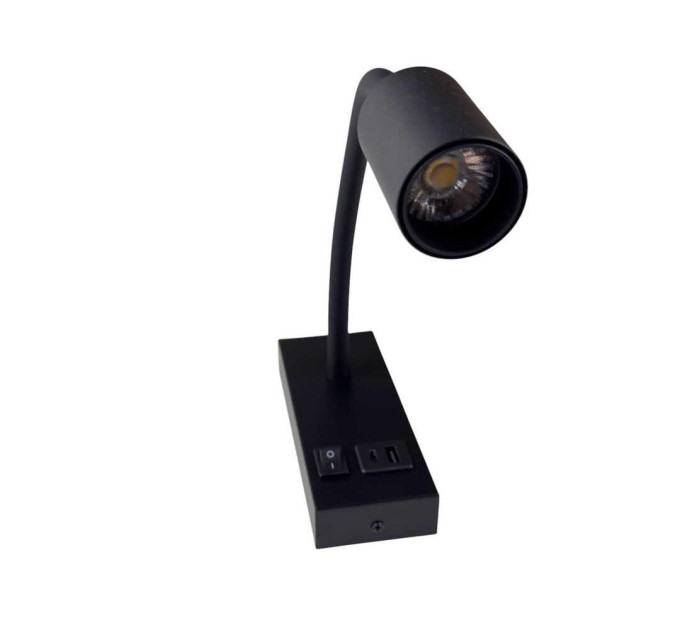 Світильник настінний Violux SNAKE USB+Type-C 5W 4200K 250Lm IP20 чорний ( 552101 )