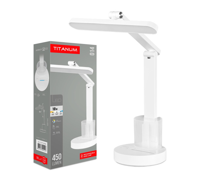 LED лампа настiльна з акумулятором TITANUM TLTF-014W 10W 3000-6000K TLTF-014W - 400127