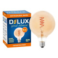 Лампа світлодіодна DELUX G125 6 Вт 2200K 220В E27 amber spiral filament
