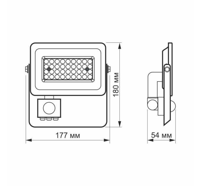 LED прожектор VIDEX F2e 30W 5000K з датчиком руху та освітленості VL-F2e305W-S - 480413