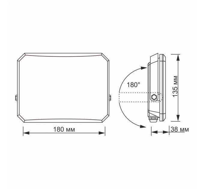 LED прожектор VIDEX F3 50W 5000K 220V Black (VLE-F3-0505) VLE-F3-0505B - 542453