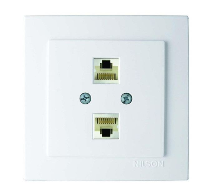 Розетка Nilson Touran біла комп'ютерна 2-на CAT5e RJ45 ( 24111046 )