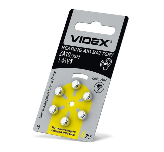 Батарейка повітряно цинкова Videx ZA10 (PR70) BLISTER 6 ZA10 (PR70) B6 - 294278 - ціна за 1 шт. 26.00 грн., замовлення кратно блістеру (2/4/5/10шт)
