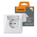 Розетка одинарна із заземленням та кришкою біла VIDEX BINERA VF-BNSK1GС-W - 295077
