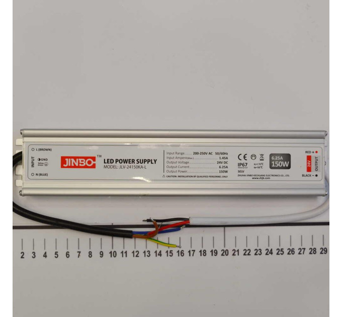 Блок живлення JINBO 150 Вт 220В AC/24В DC IP67 довгий ( JLV-24150KA-L )