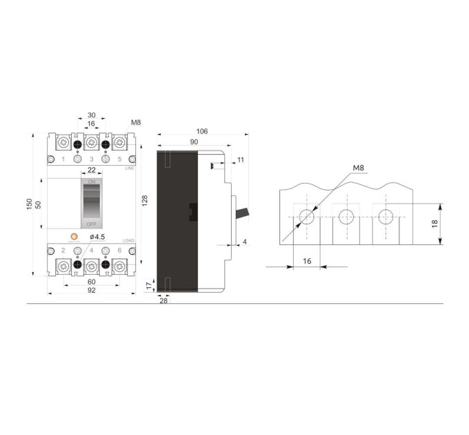 Автоматичний вимикач Промфактор FMC2/3U 16А 8-12In ( FMC23U0016 )