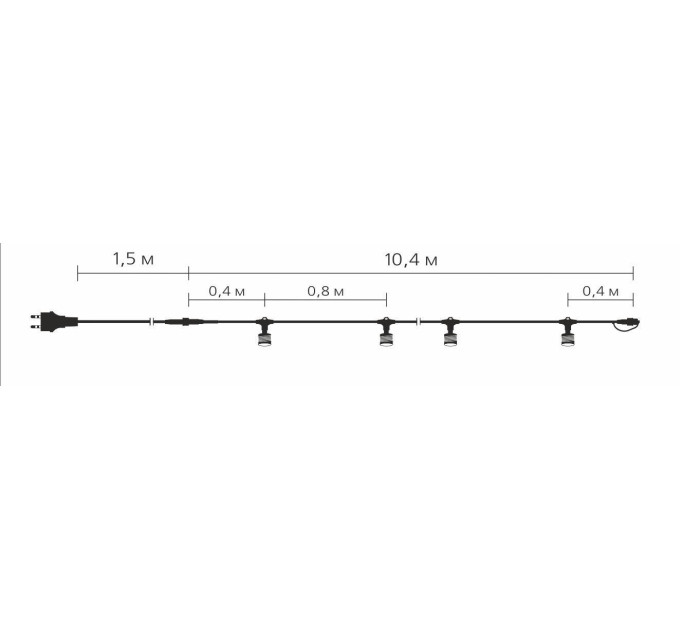 Гірлянда зовнішня Delux Belt Light NEW 10,4 м 13 патронів Е27 (без ламп) чорн IP 65 EN