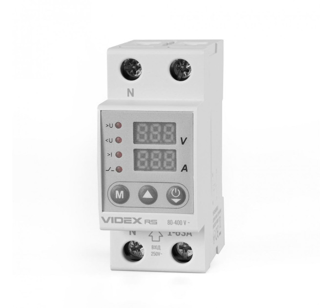 Реле контролю напруги та струму VIDEX RESIST 145-300В 1-63А VF-RS-RNT63 - 482837