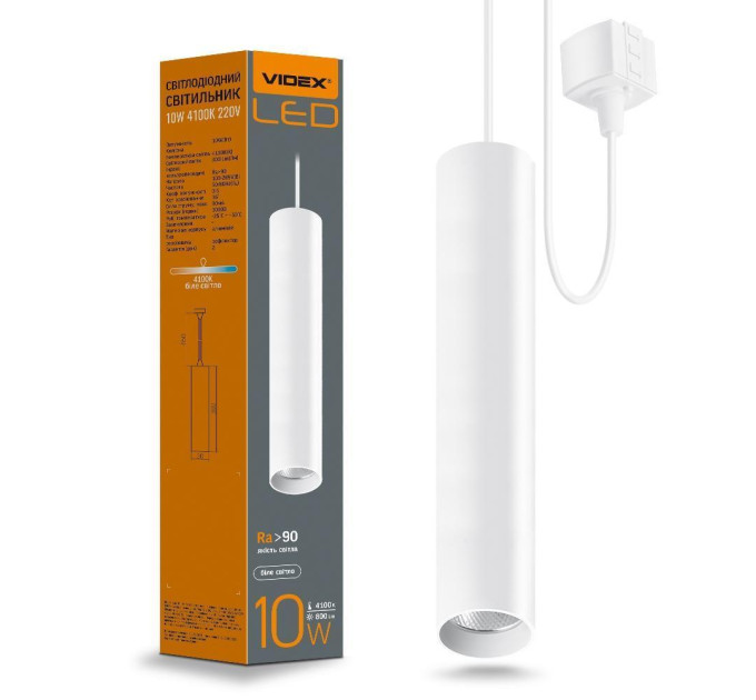 LED світильник підвісний трековий VIDEX 10W 4100K білий VL-ST-10034W - 480765
