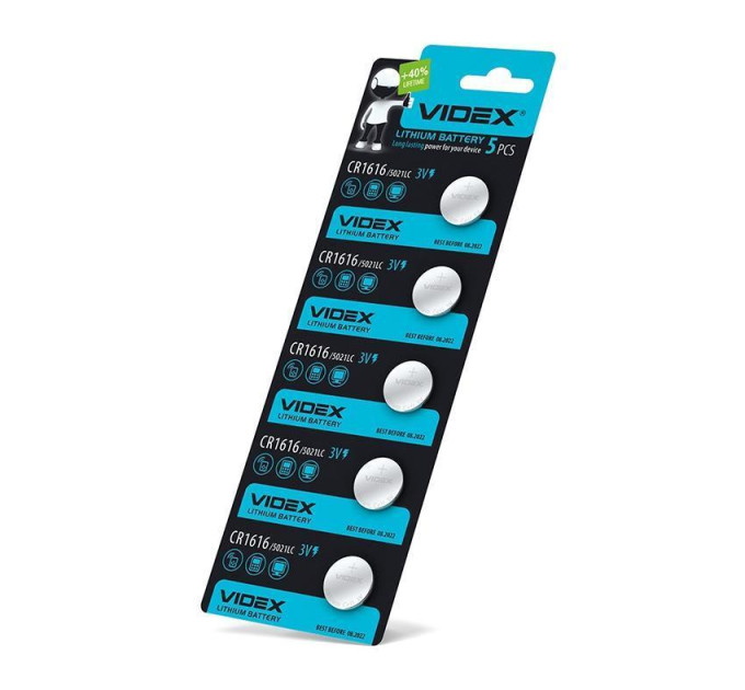 Батарейка літієва Videx CR1616 5шт BLISTER CARD CR1616 5pc - 291659 - ціна за 1 шт. 17.00 грн., замовлення кратно блістеру (2/4/5/10шт)