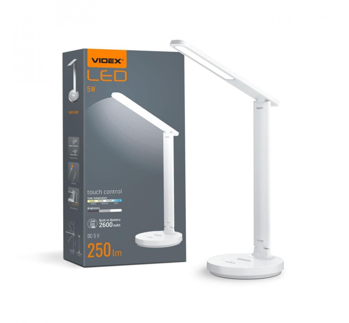 LED лампа настiльна з акумулятором VIDEX VL-TF16W 5W 1800-5000K VL-TF16W - 484039