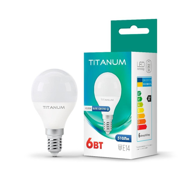 LED лампа TITANUM G45 6W E14 4100K TLG4506144 - 297538
