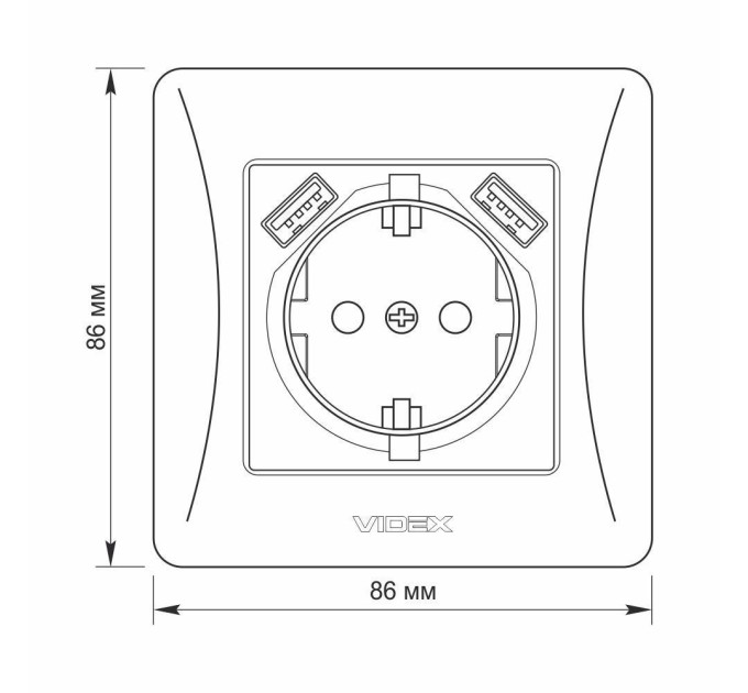 Розетка одинарна із заземленням та 2USB кремова VIDEX BINERA VF-BNSK1GU2-CR - 296029