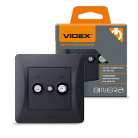 Розетка TV+SAT кінцева чорний графіт VIDEX BINERA VF-BNSK2TVSATE-BG - 295787