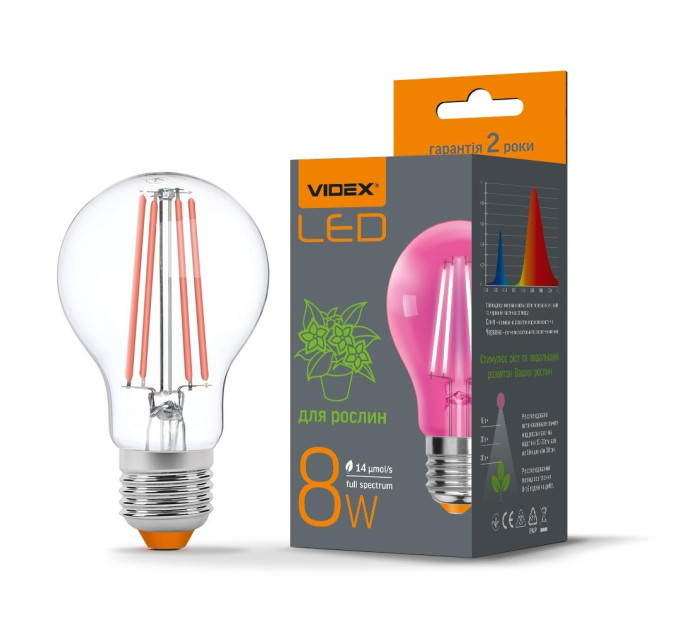 LED лампа VIDEX Filament A60FF 08W E27 1200K VL-A60FF-08271 - 299341