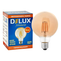 Лампа світлодіодна DELUX G95 6 Вт 2700K 220В E27 filament