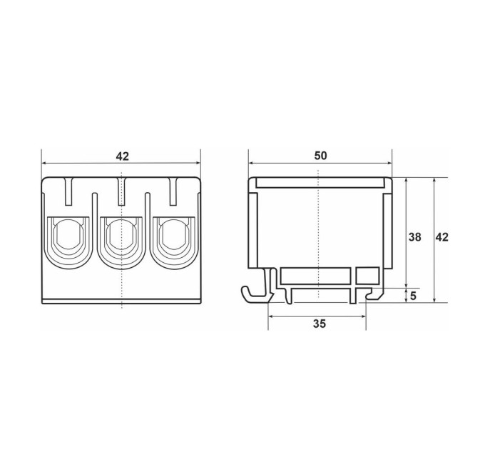 Клемник на DIN-рейку Al 6-50/Cu 6 2.5-50 мм² синій Промфактор ( FT1050N3 )