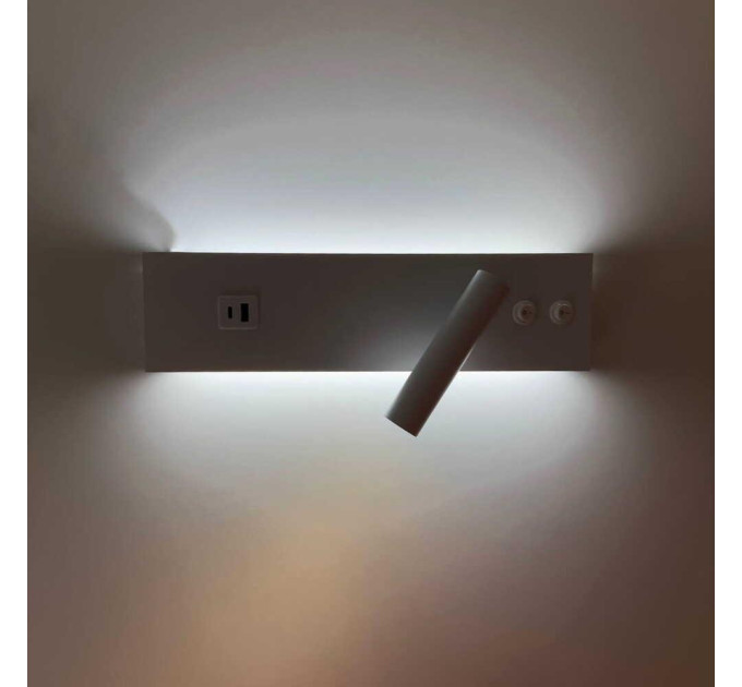 Світильник настінний Violux BITRIX-W USB 15W 3000/4200/6000K 865Lm IP20 білий ( 553006 )