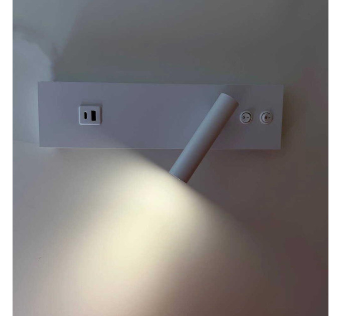 Світильник настінний Violux BITRIX-W USB 15W 3000/4200/6000K 865Lm IP20 білий ( 553006 )