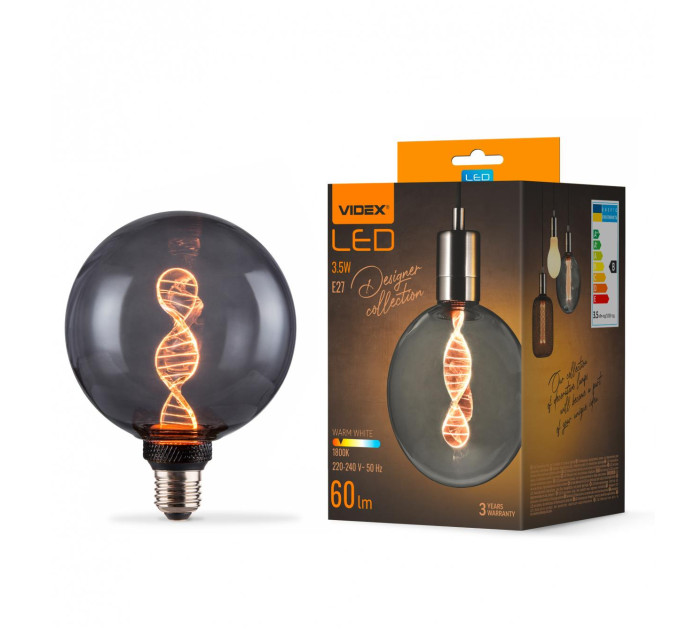 LED лампа VIDEX Filament VL-DNA-G125-S 3.5W E27 1800K Smoky VL-DNA-G125-S - 484442
