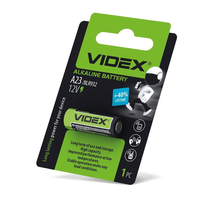 Батарейка лужна Videx А23/Е23А 1шт BLISTER CARD А23/Е23А 1B - 291529 - ціна за 1 шт. 42.00 грн., замовлення кратно блістеру (2/4/5/10шт)