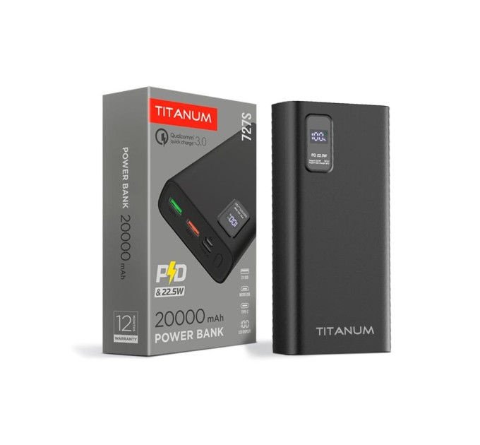 Повербанк TITANUM 727S 20000mAh 22.5W Black TPB-727S-B - 483407