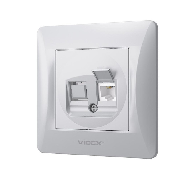 Розетка CAT3 одинарна телефонна срібний шовк VIDEX BINERA VF-BNSK1TF3-SS - 297040