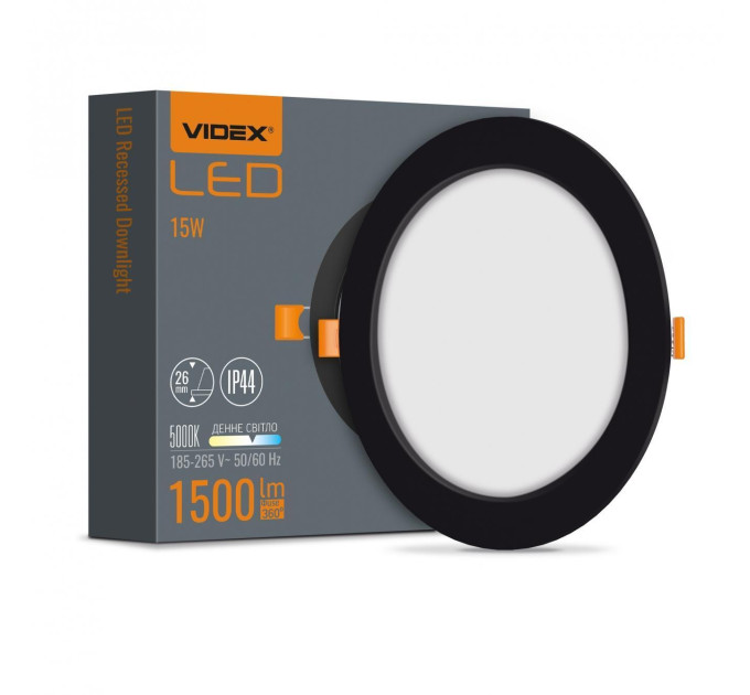 LED світильник Back вбудований круглий VIDEX 15W 5000K Black VL-DLBR-155B - 485258