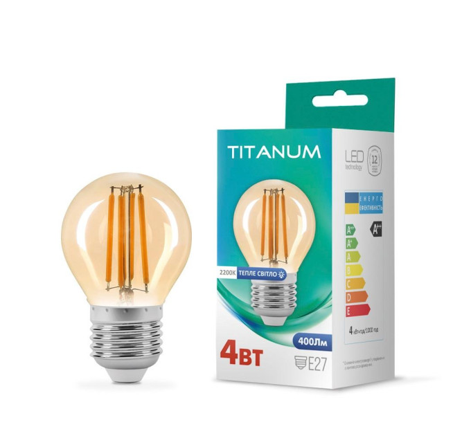 LED лампа TITANUM Filament G45 4W E27 2200K бронза TLFG4504272A - 298641