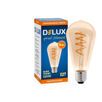 Лампа світлодіодна DELUX ST64 5 Вт 2200K 220В E27 amber spiral filament