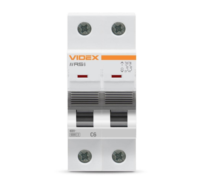 Автоматичний вимикач RS6 2п 6А 6кА С VIDEX RESIST VF-RS6-AV2C06 - 481458