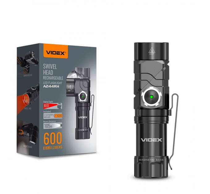 Портативний світлодіодний ліхтарик VIDEX VLF-A244RH 600Lm 5000K VLF-A244RH - 484220