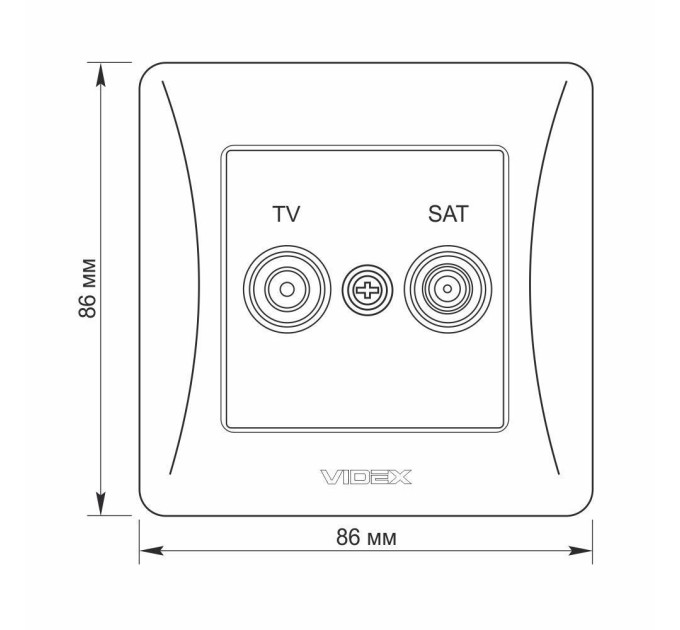 Розетка TV+SAT кінцева срібний шовк VIDEX BINERA VF-BNSK2TVSATE-SS - 297842