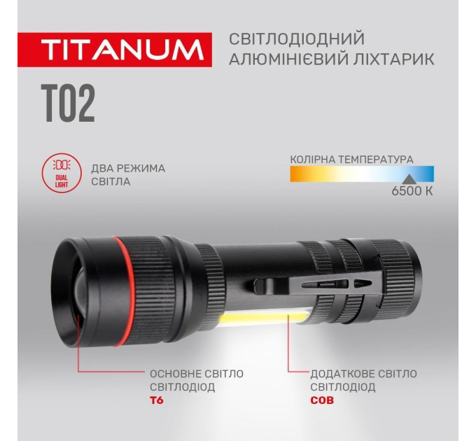 Портативний світлодіодний ліхтарик TITANUM TLF-T02 200Lm 6500K TLF-T02 - 483278