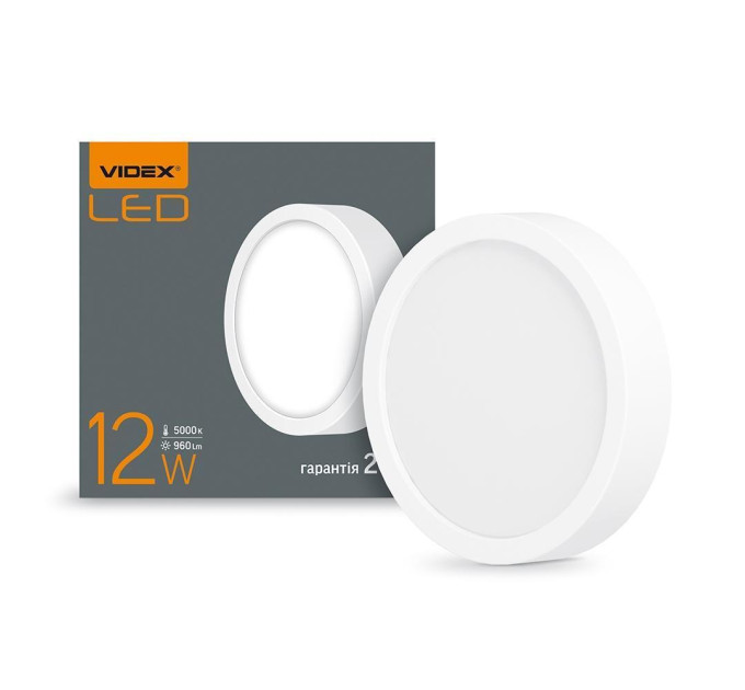 LED Світильник круглий накладний VIDEX 12W 5000K White VL-DLRS-125 - 295459