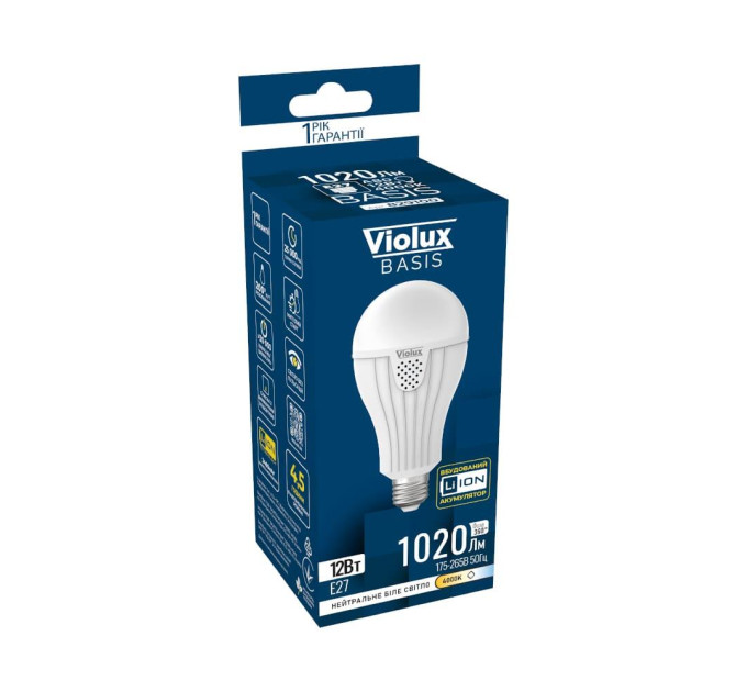 Лампа акумуляторна LED BASIS A80 12W E27 4000K Violux​ ( 829100 )