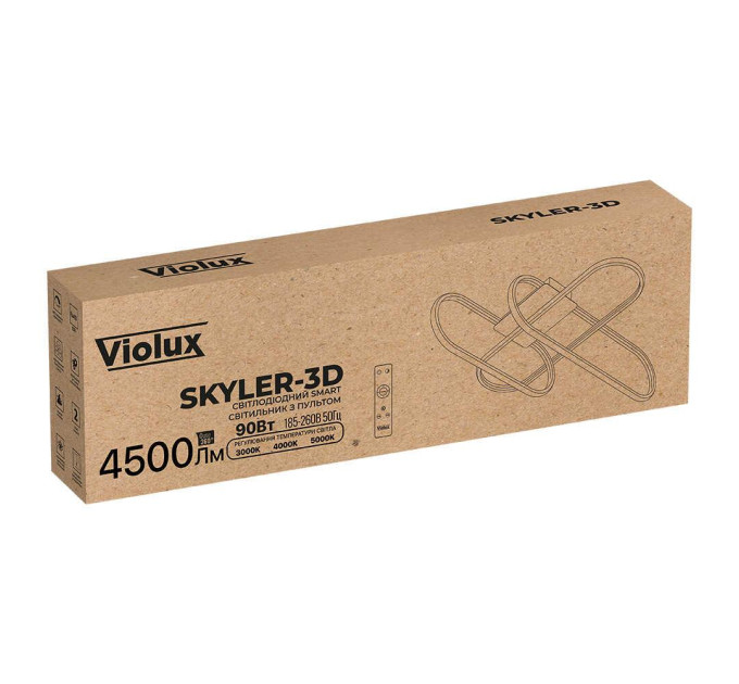 Світильник LED smart SKYLER-3D +пульт 90W 3000-5000K IP20 чорний Violux ( 220875 )