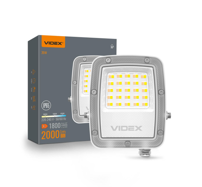 LED прожектор VIDEX F5 20W 3000-5000-6500K 230V White (VL-F5-020CW) VL-F5-020CW - 400448