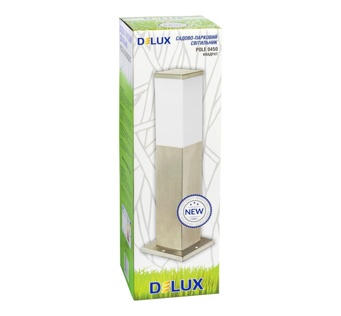світ.сад-парк. DELUX POLE 0450 E27 КВАДРАТ нерж.сталь