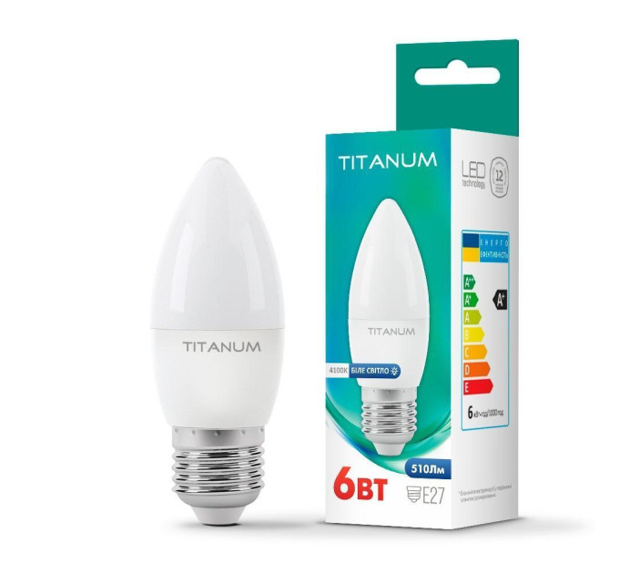 LED лампа TITANUM C37 6W E27 4100K TLС3706274 - 297545