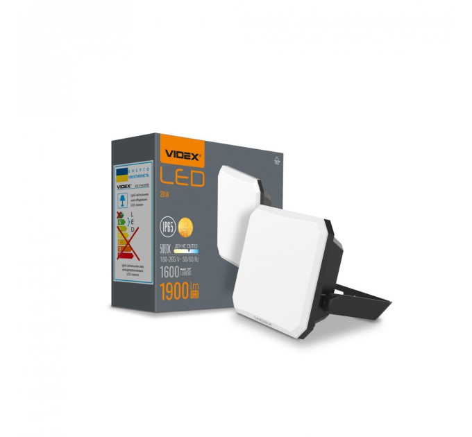 LED прожектор VIDEX F3 20W 5000K 220V Black (VLE-F3-0205B) VLE-F3-0205B - 542439