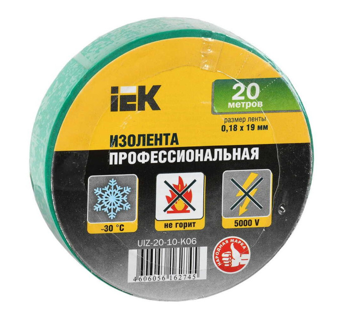 Ізострічка IEK 0,18мм х 19мм / 20м зелена ( UIZ-20-10-K06 )