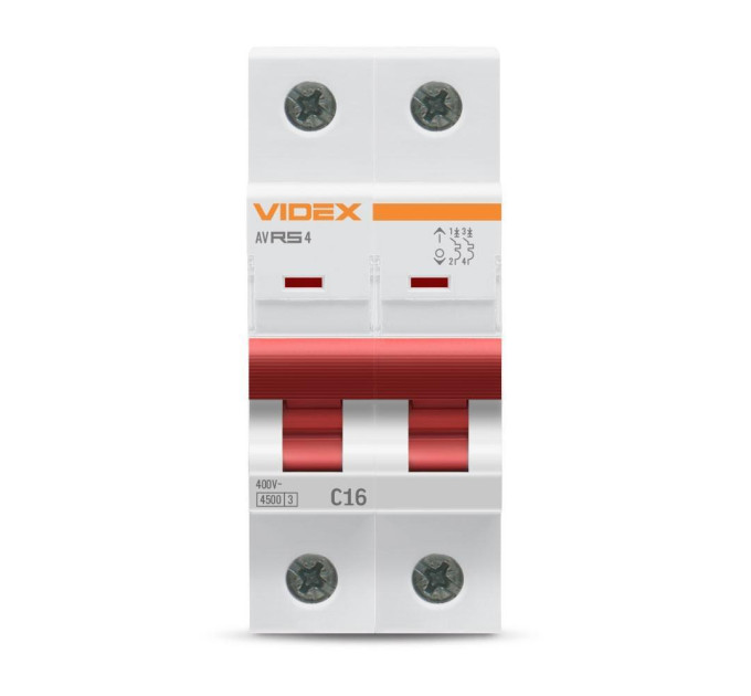 Автоматичний вимикач RS4 2п 16А С 4,5кА VIDEX RESIST VF-RS4-AV2C16 - 481205