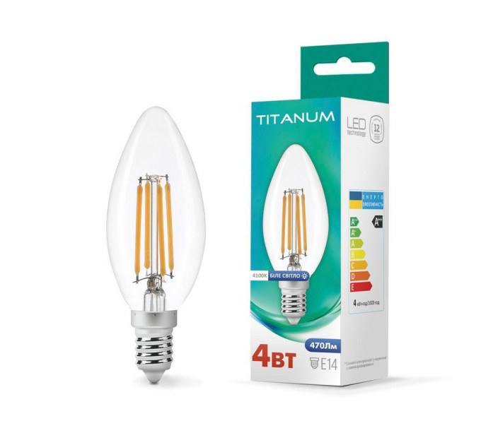 LED лампа TITANUM Filament C37 4W E14 4100K TLFC3704144 - 298696