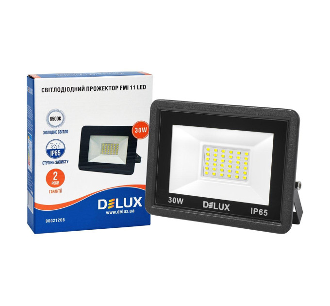 Прожектор світлодіодний DELUX FMI 11 LED 30Вт 6500К IP65 чорний