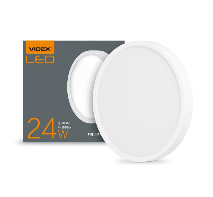 LED Світильник круглий накладний VIDEX 24W 5000K White VL-DLRS-245 - 296692