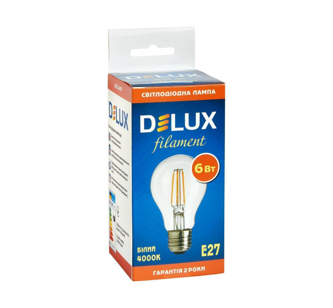 Лампа світлодіодна DELUX BL 60 6 Вт 4000K 220В E27 filament