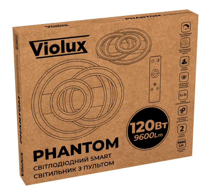 Світильник LED smart PHANTOM+пульт 120W білий круг Violux ( 220535 )
